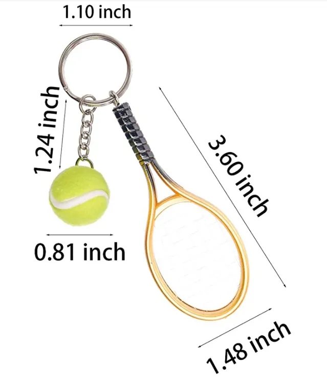 Simulated mini tennis racket keychain 6