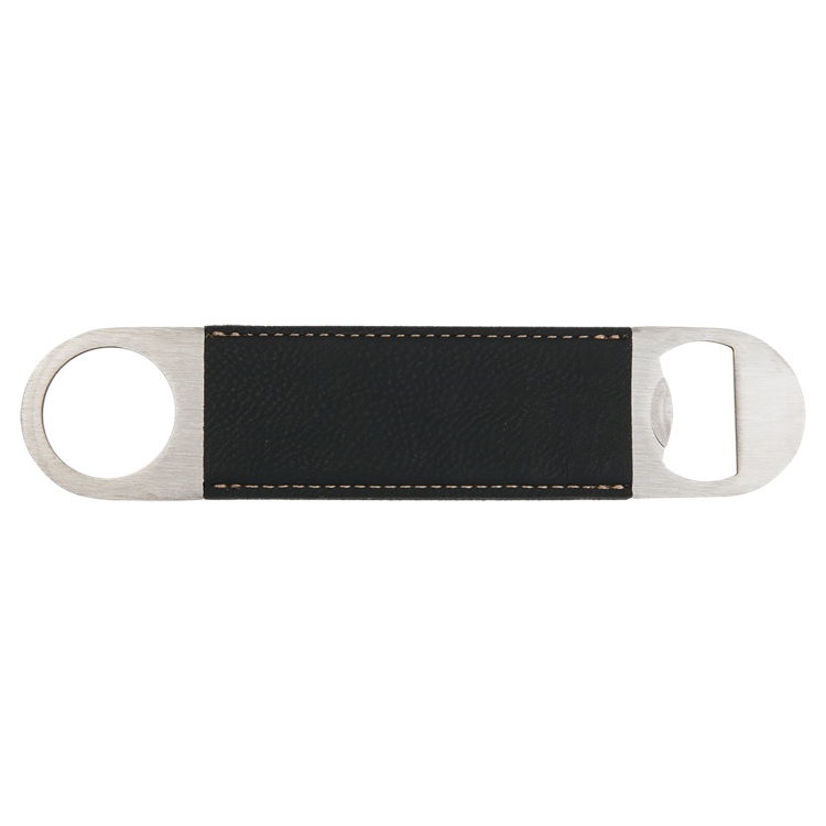 1 1/2" x 7" Black/Gold Leatherette Bottle Opener 2