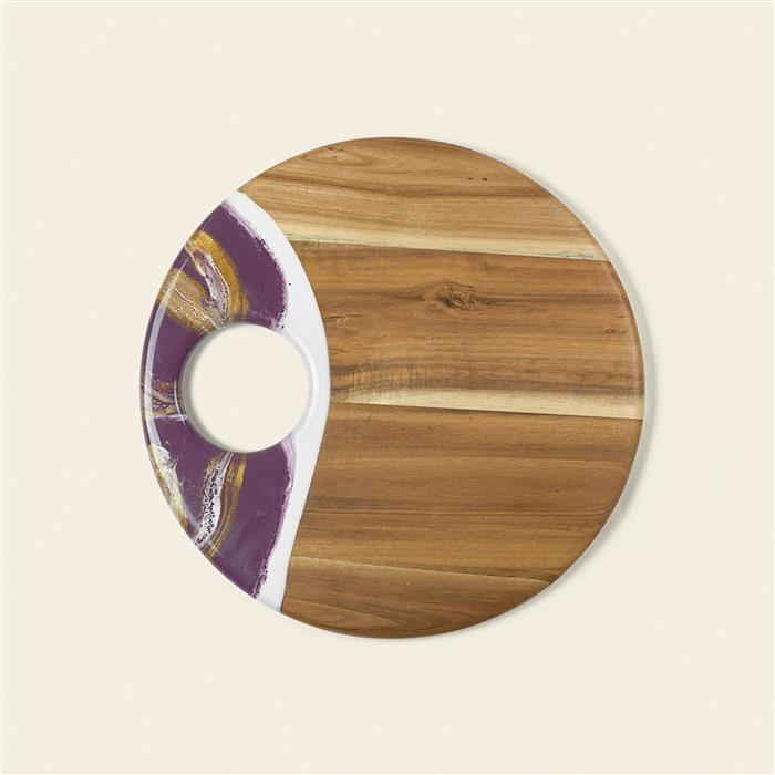 Large Round Acacia Board With Dip Holder 43