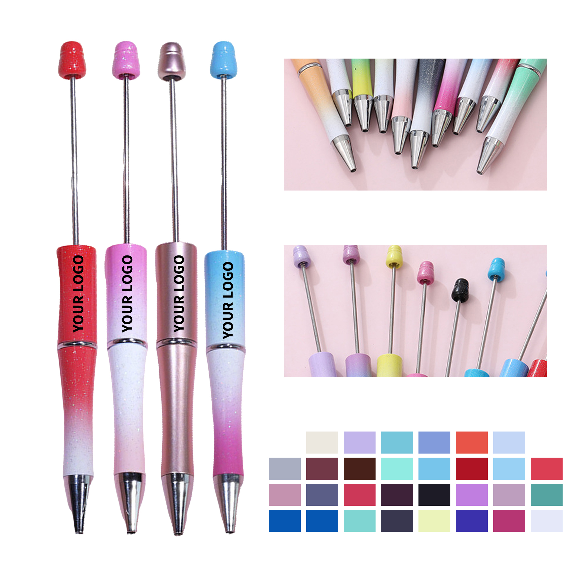 Plastic Metal Creative Ballpoint Pen For Do It Yourself Bead Attachment 17