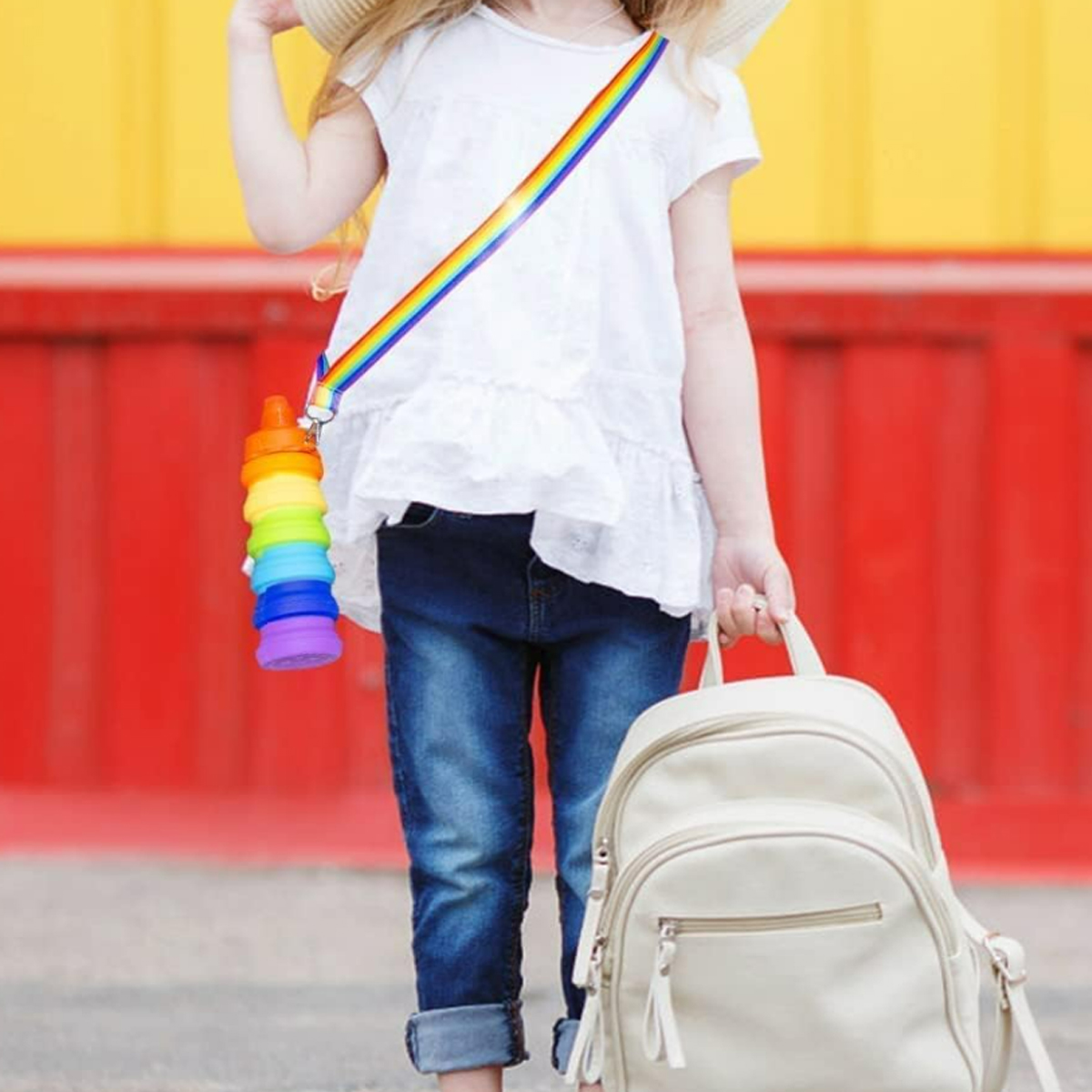 12oz Collapsible Silicone Bottle with Rainbow Strap 6