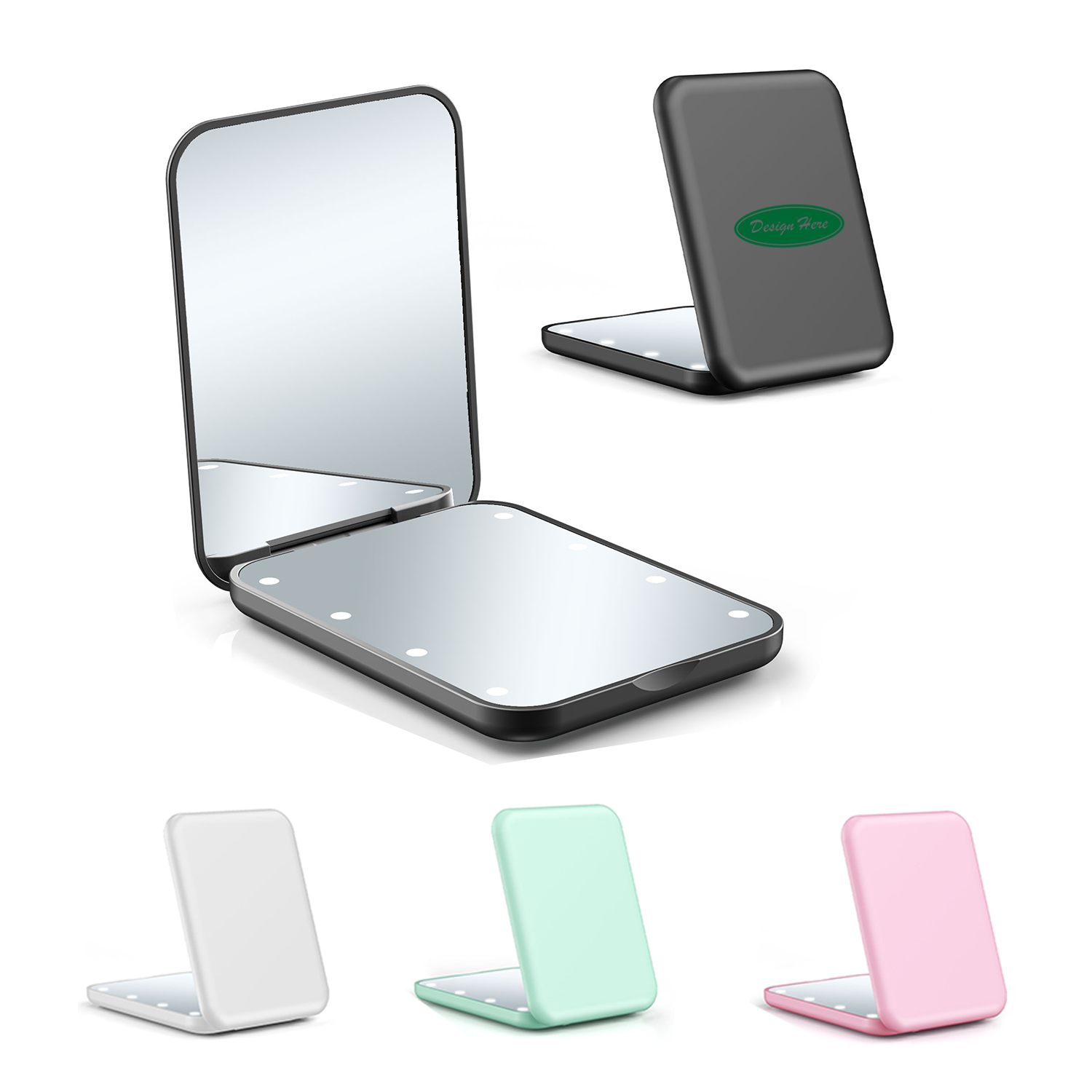 MOQ50 LED Travel Mirror with 2X Magnification 1