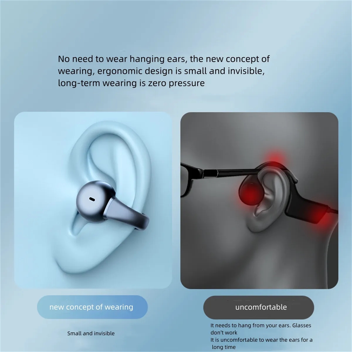Open Ear Clip Headphones, Wireless Earbuds Bluetooth 4