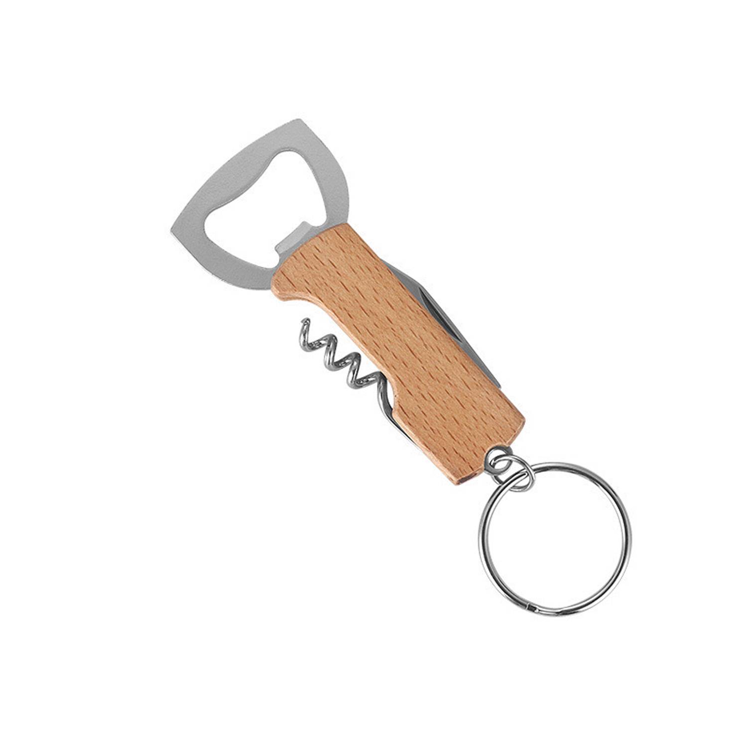 Wooden Bottle Opener Keychain w/ Knife 7