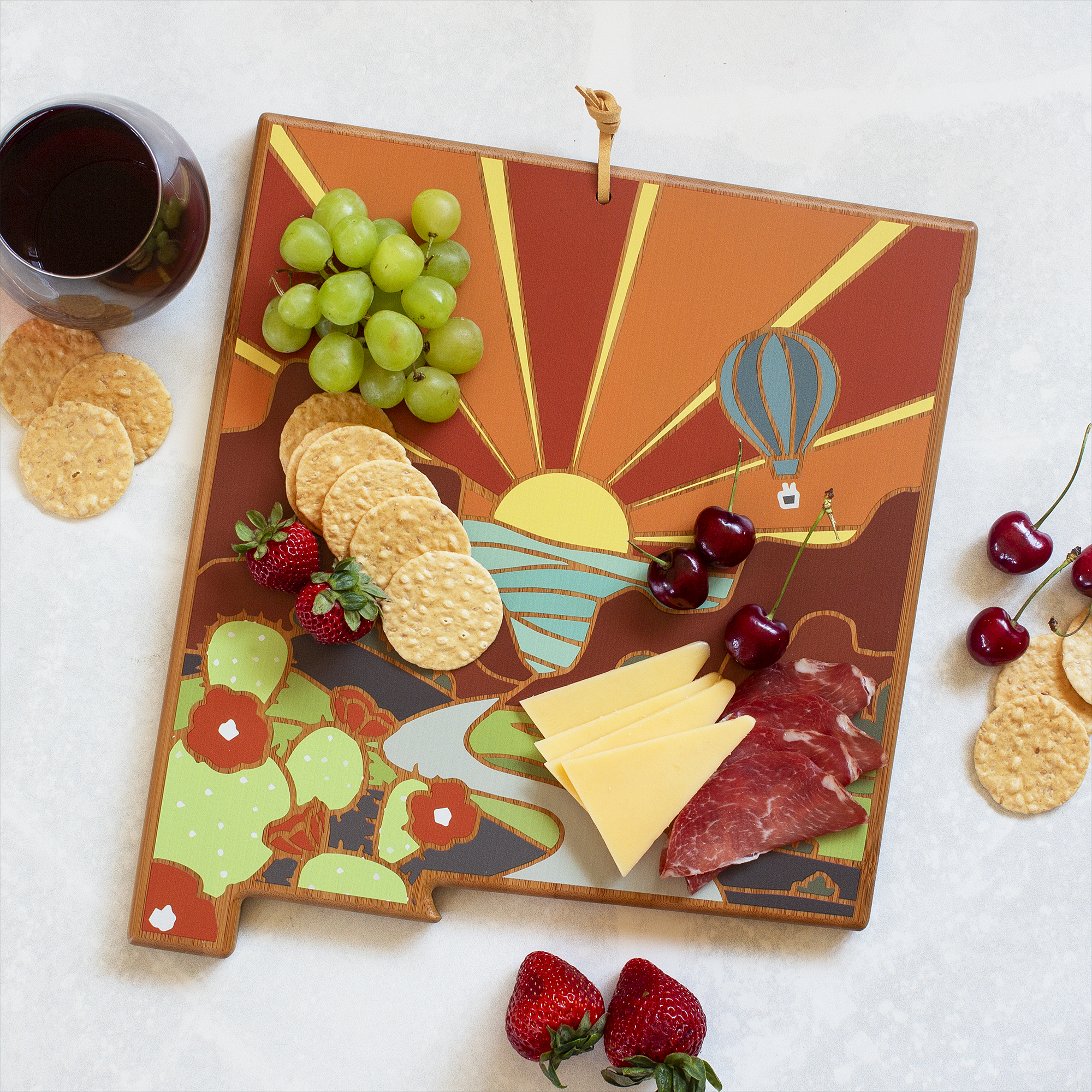 New Mexico State Shaped Serving and Cutting Board with Artwork by Summer Stokes 6