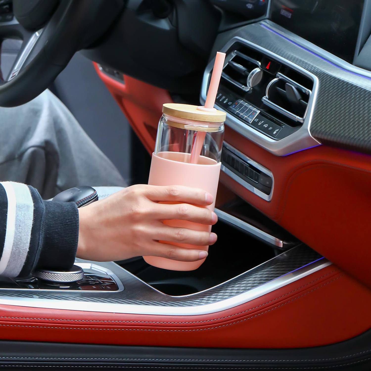 20oz Glass Water Tumbler with Silicone Protective Sleeve 8