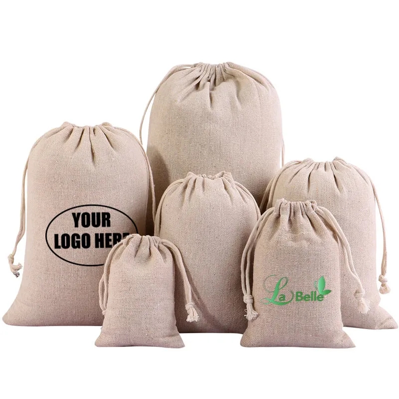 Custom Cotton Linen Drawstring Bags 5