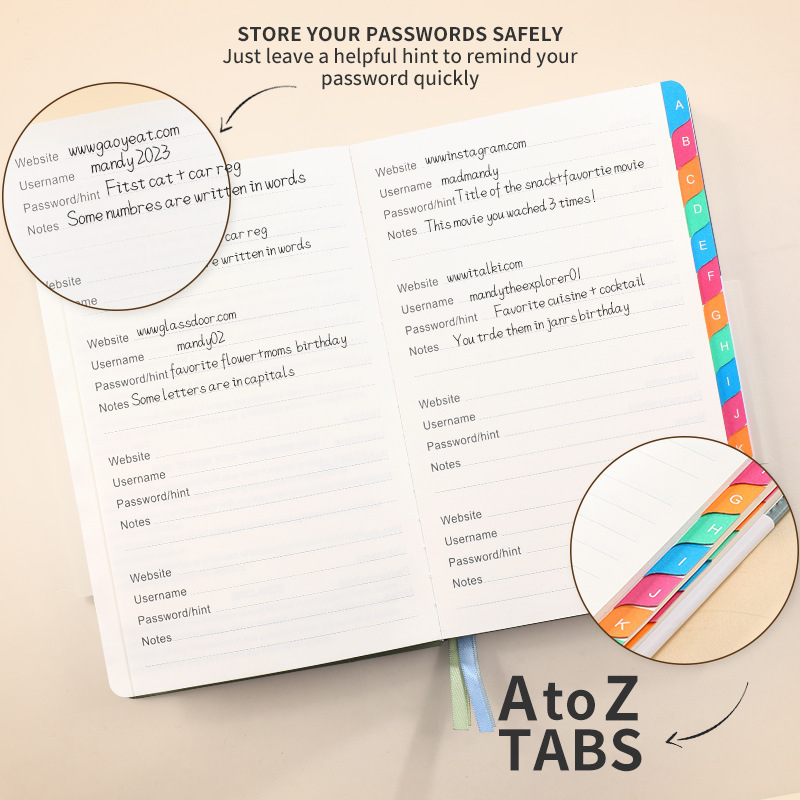 Address and Password Keeper Book with Alphabetical Tabs 7