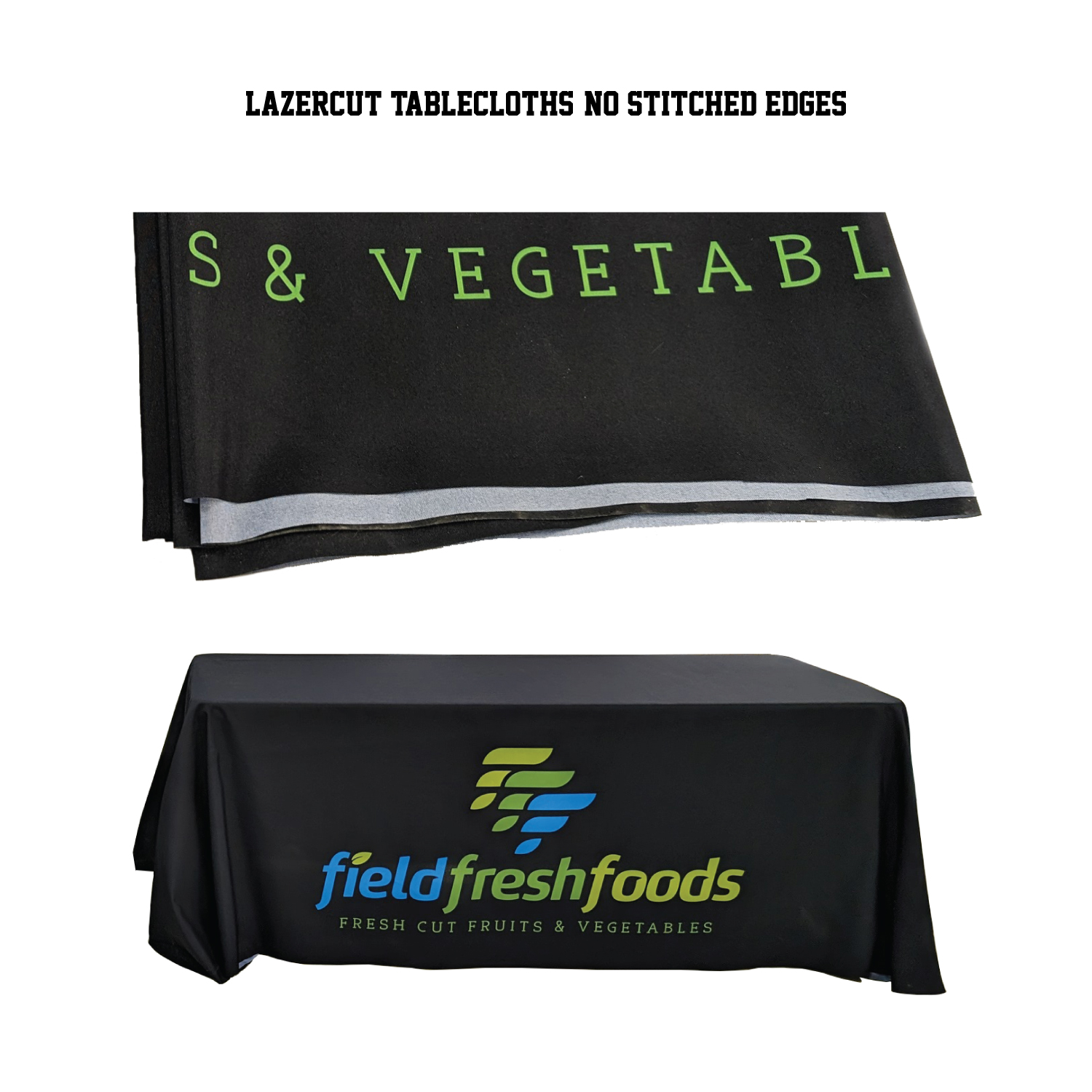 8' LazerCut 4-Sided PREMIUM Sublimated Tablecloth, Drape Style, Closed Back 10