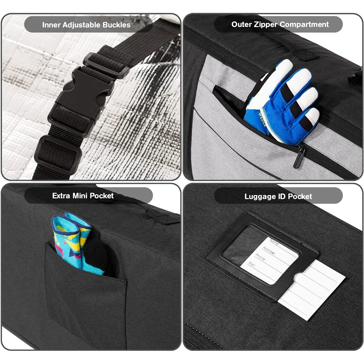 600D Premium Water-Resistant Padded Snowboard Ski Bags 4