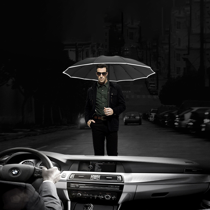 Windproof Reverse Automatic Umbrella with Reflective Strip 7