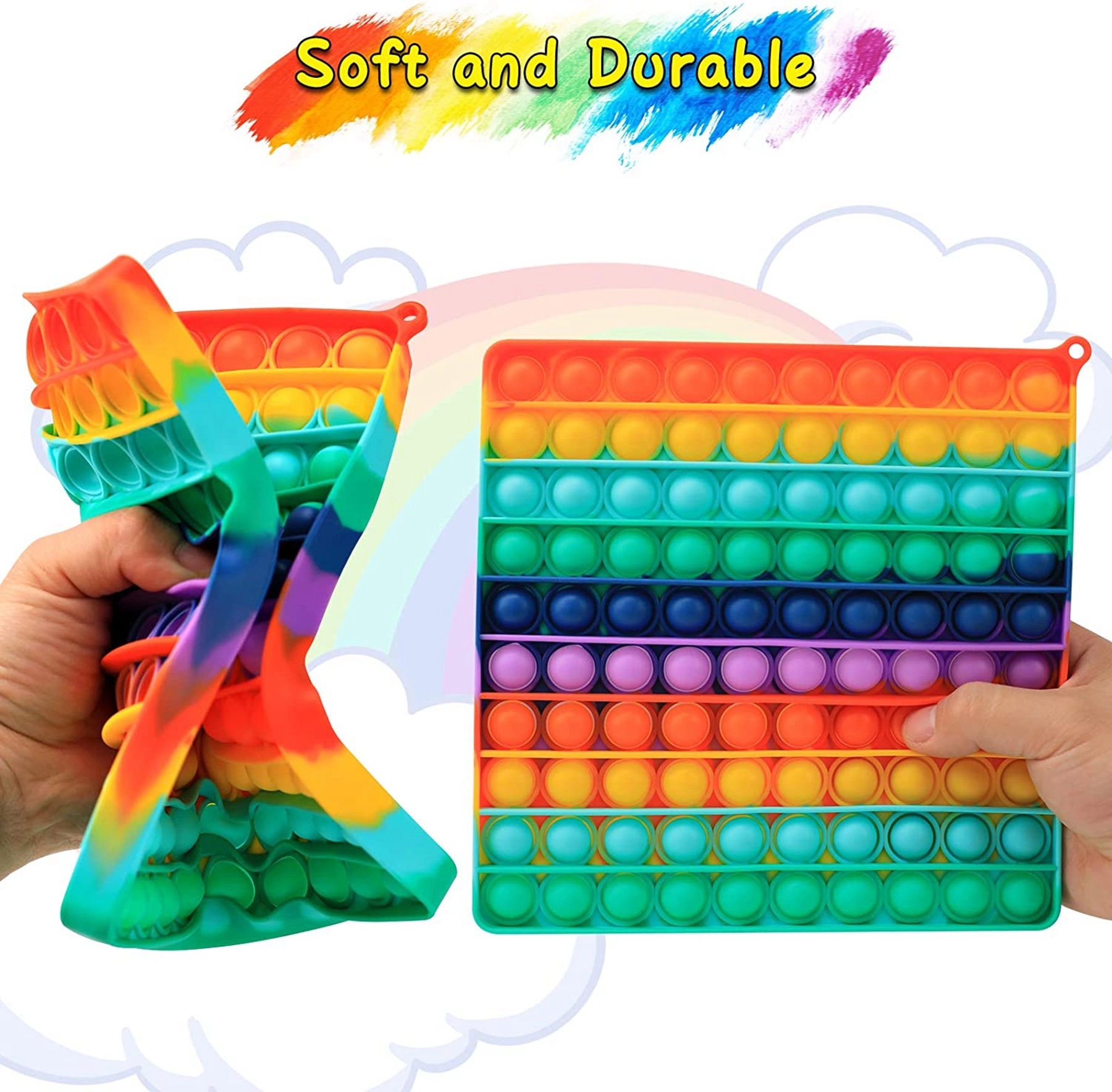Square Large Size Rainbow Push Pop Bubble Fidget Toy 6