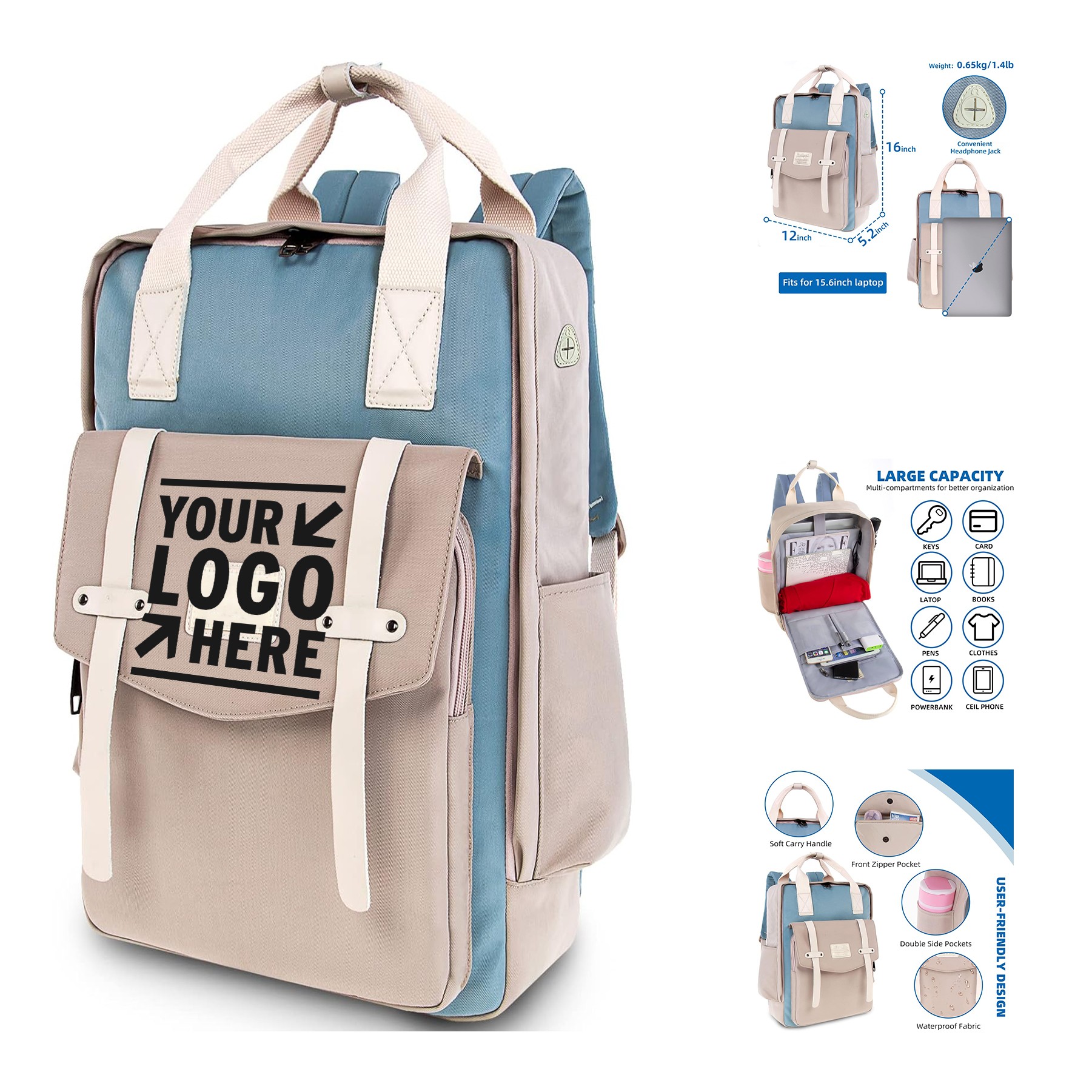 15.6 inch Women Laptop Japanese Travel Bag College Lightweight Casual Cute Backpack 2