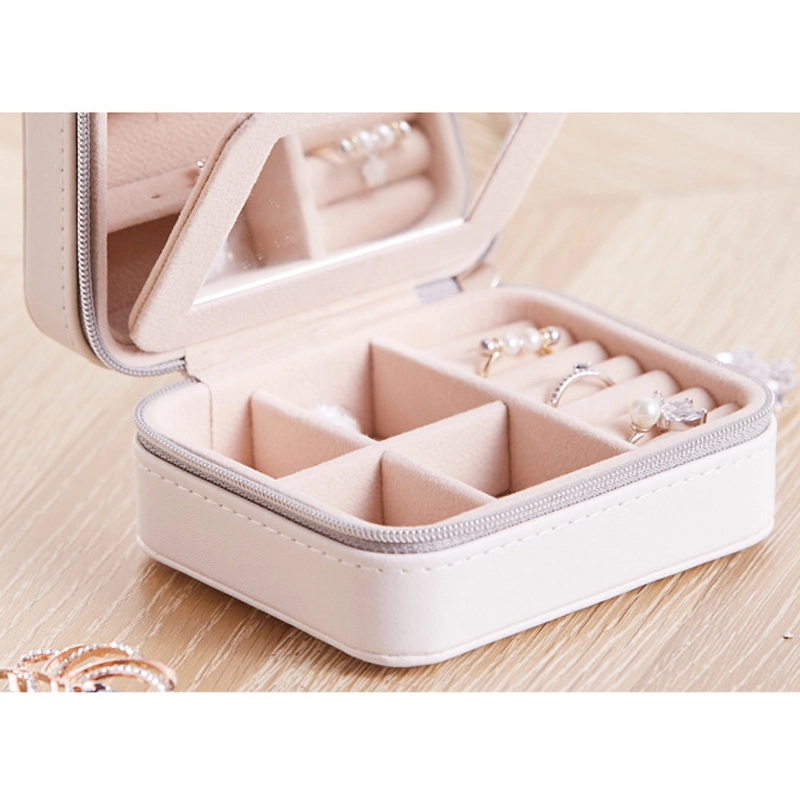 Portable Travel 2-Layer Jewelry Organizer Box with Mirror 4