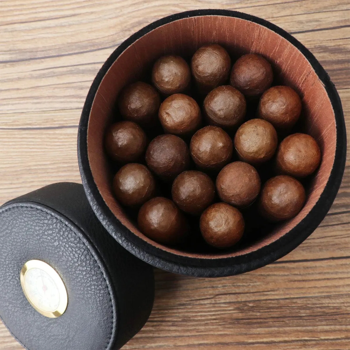Portable Leather Cigar Humidor Case Jar For Travel Business 2