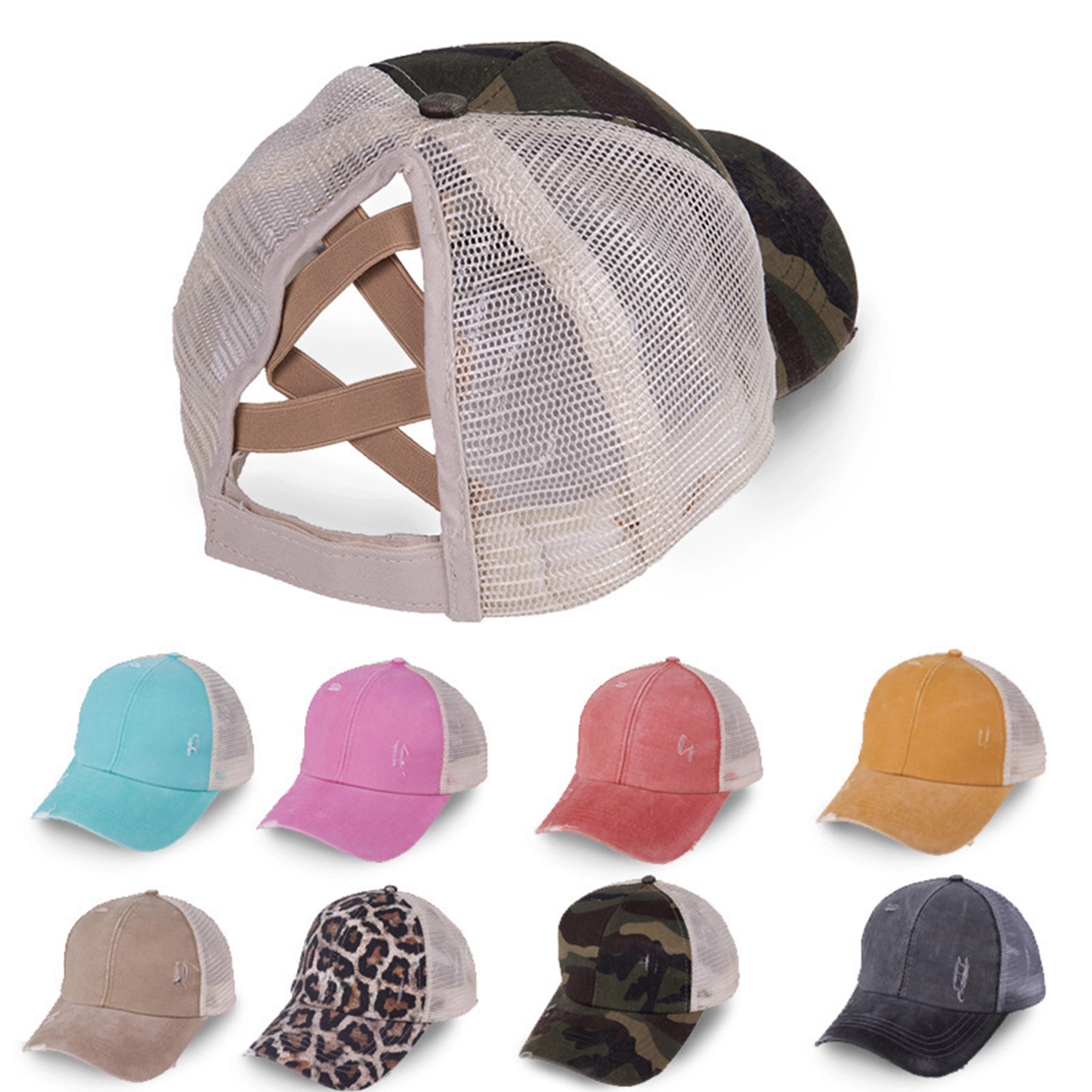 Ponytail Baseball Cap with Mesh 21