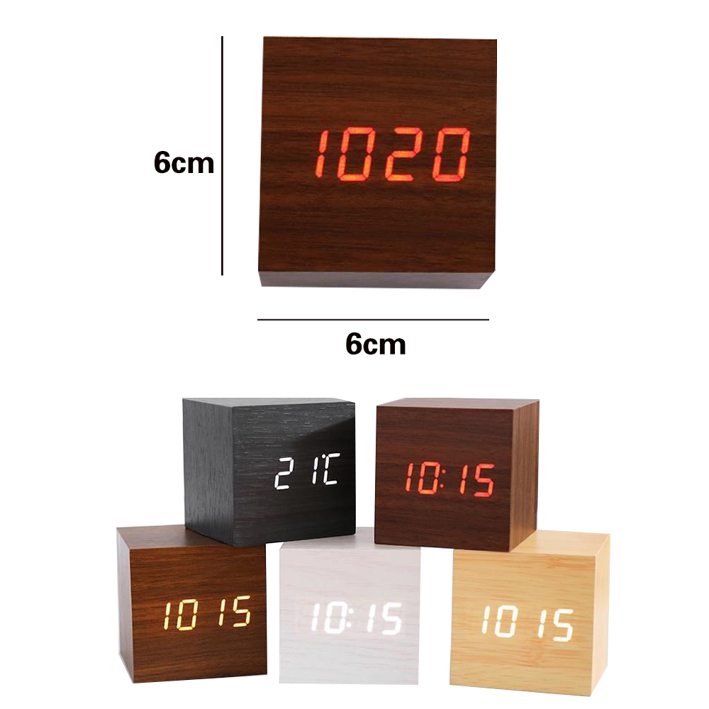 Wooden Cube Digital Alarm Clock 2