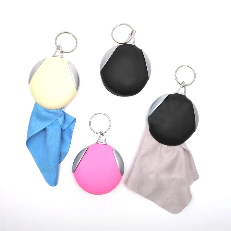 Rubber Key Chain with Microfiber Cleaning Cloth 2
