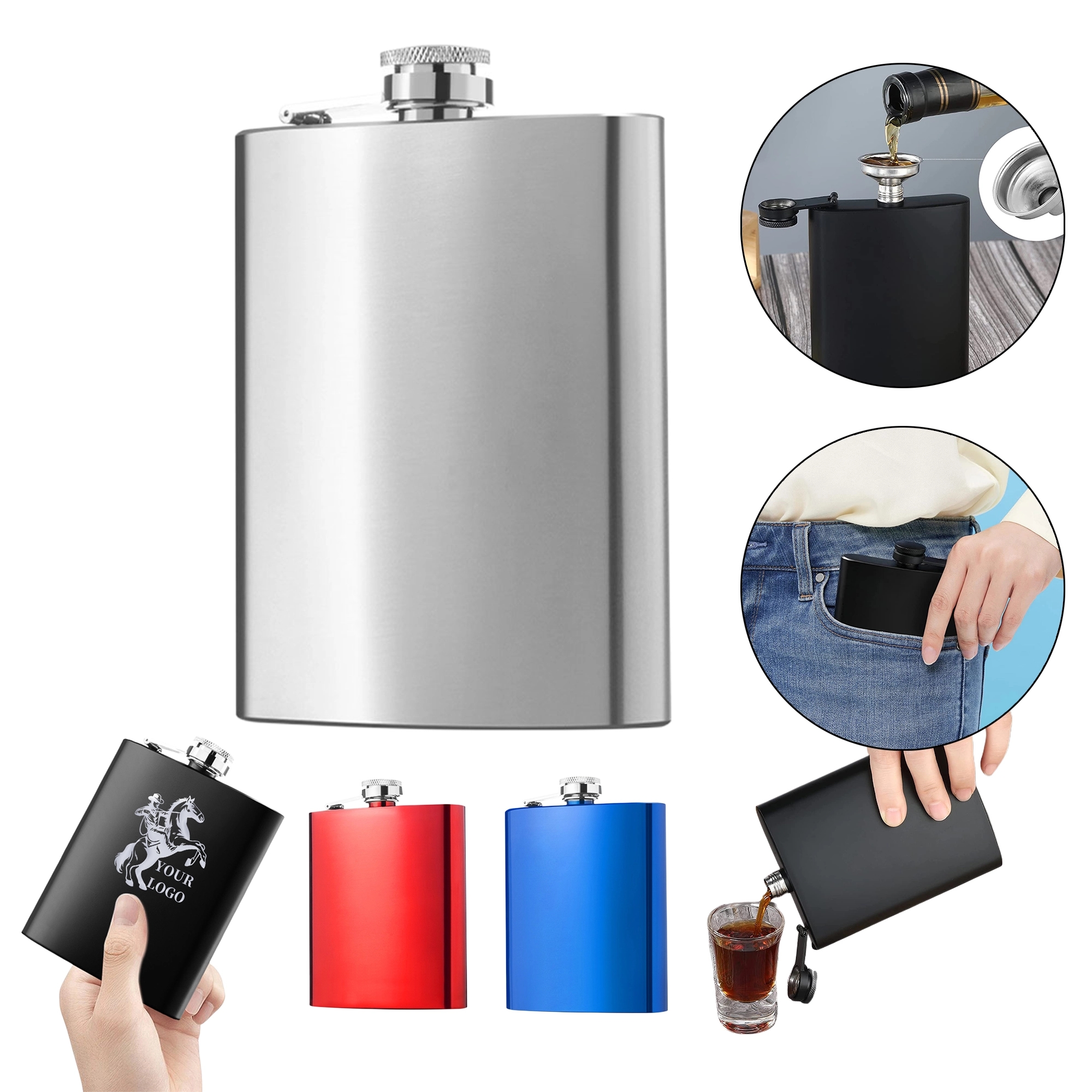 8 oz Stainless Steel Hip Flask 1