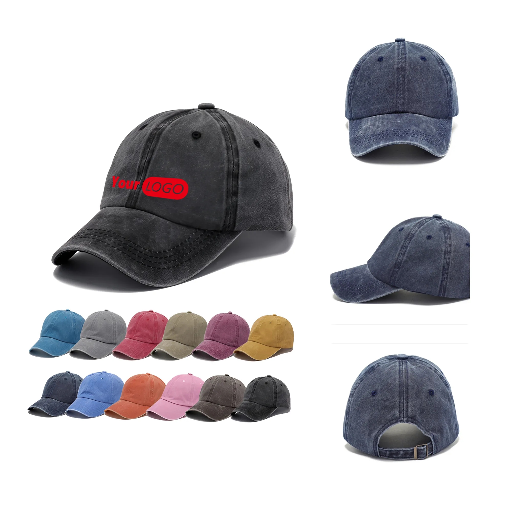 Washed Embroidery Baseball Cap 2