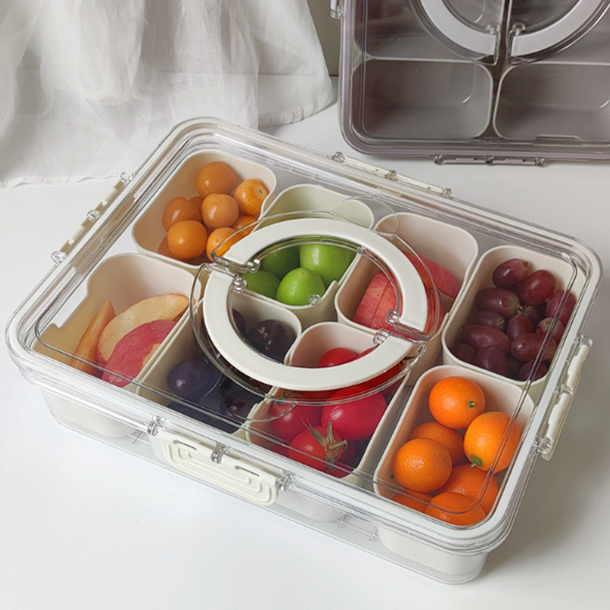8-Compartment Spice Storage Box with Clear Lid For Kitchen 3