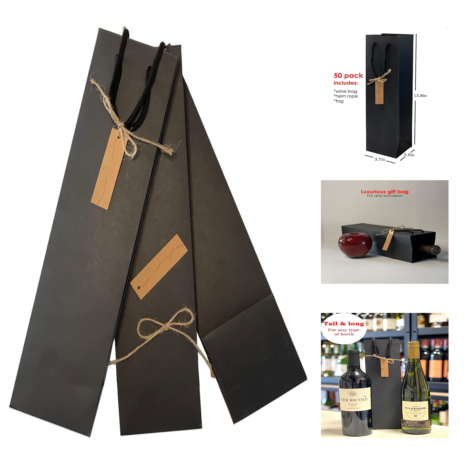 2.75 x .8 inches Wine  Bottle Bag