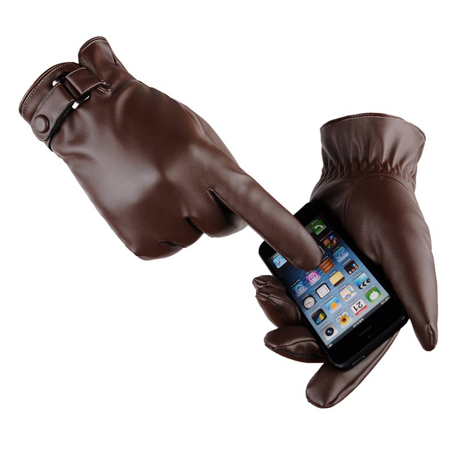 PU Leather Winter Touch Screen Cycling Gloves 6