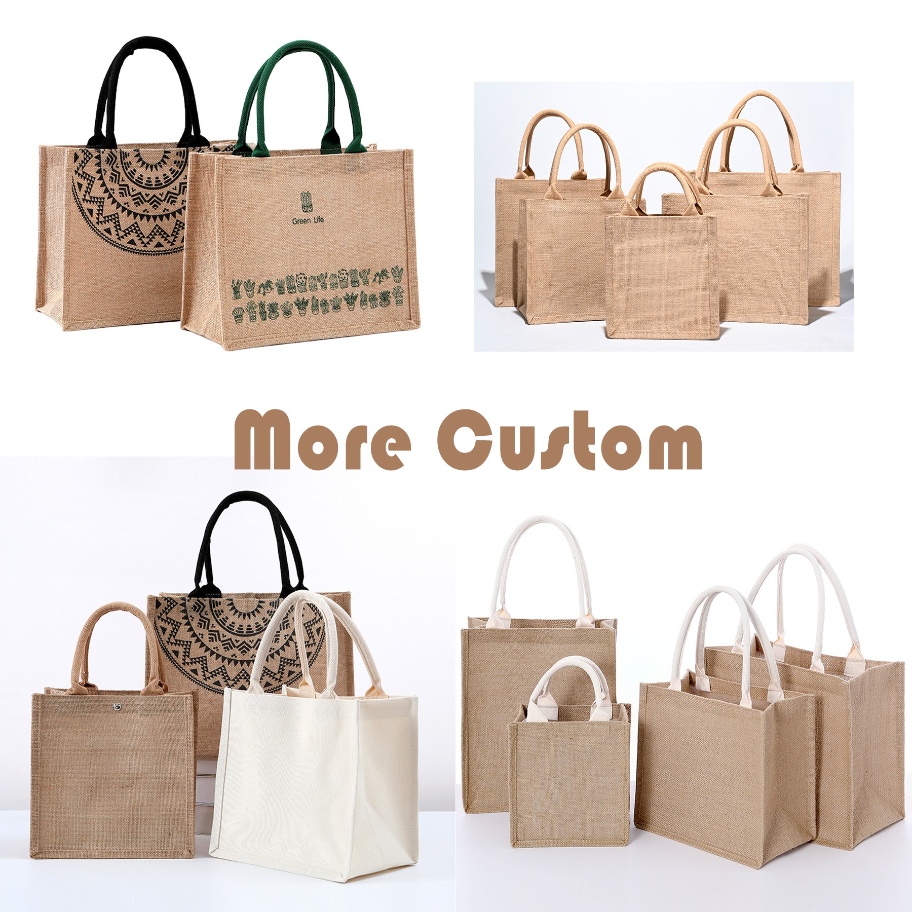 Burlap Tote Bags Custom Pattern Logo 2