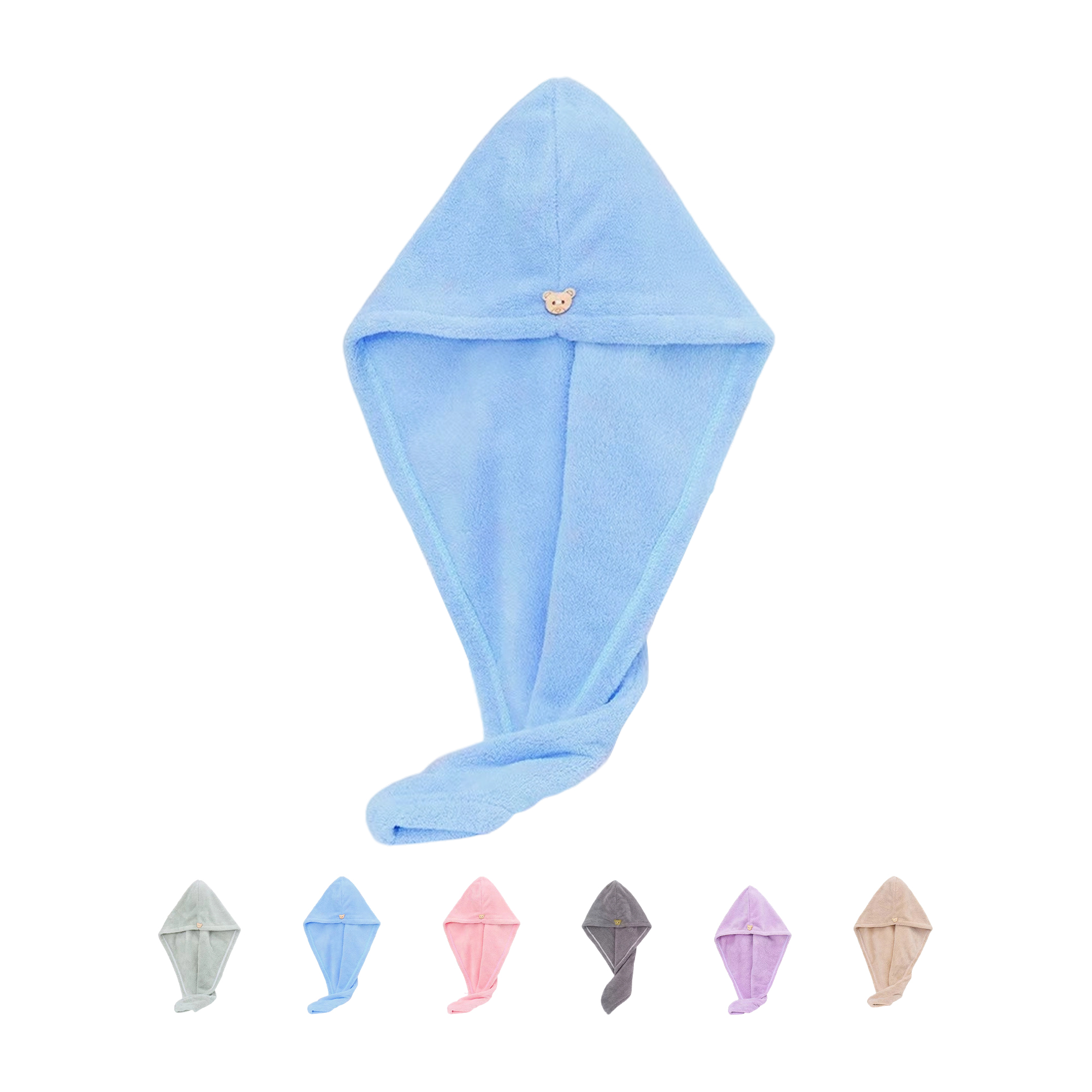 Microfiber Hair Wrap Quick Drying Towel With Button Loop 10
