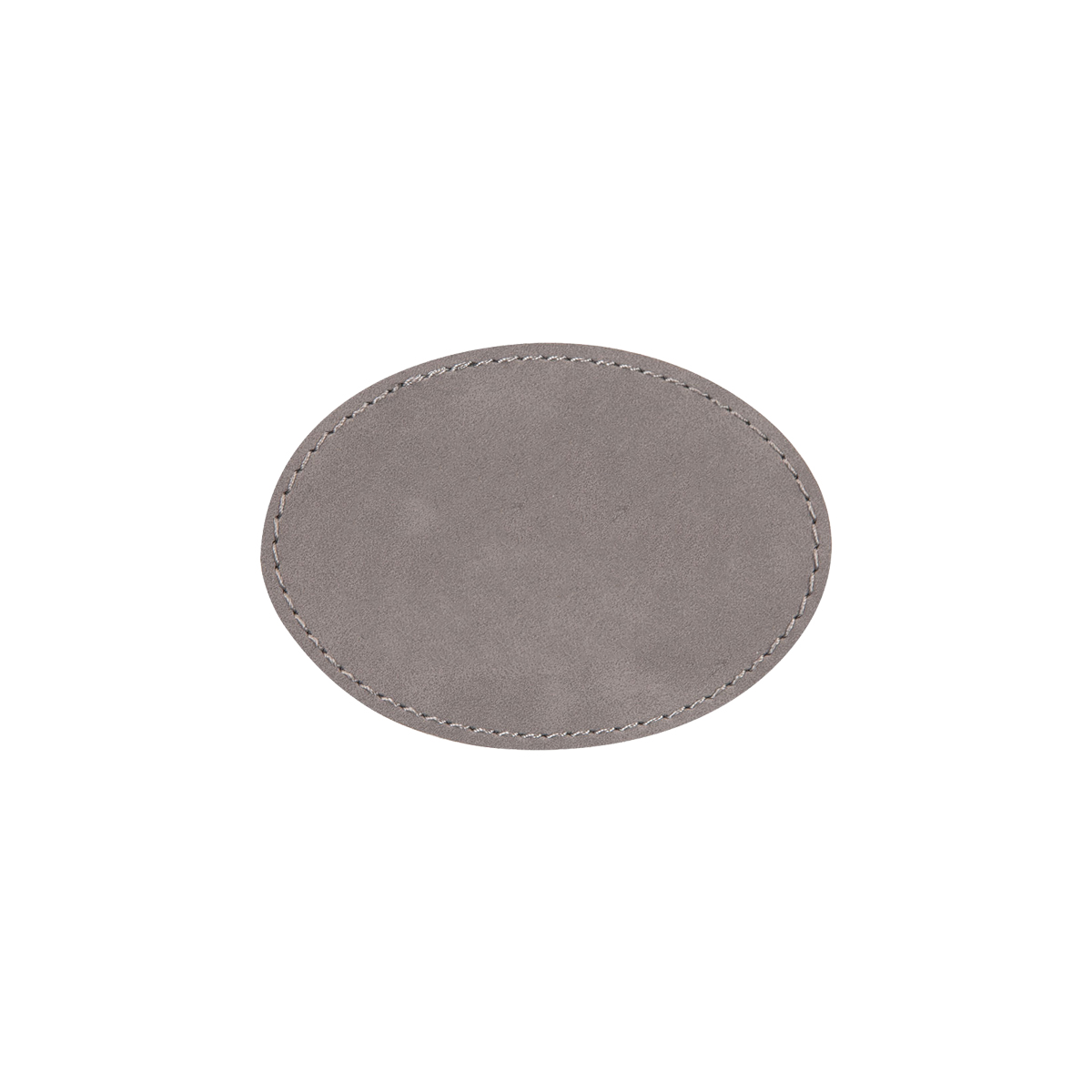 3" x 2" Gray Leatherette Oval Patch with Adhesive 2