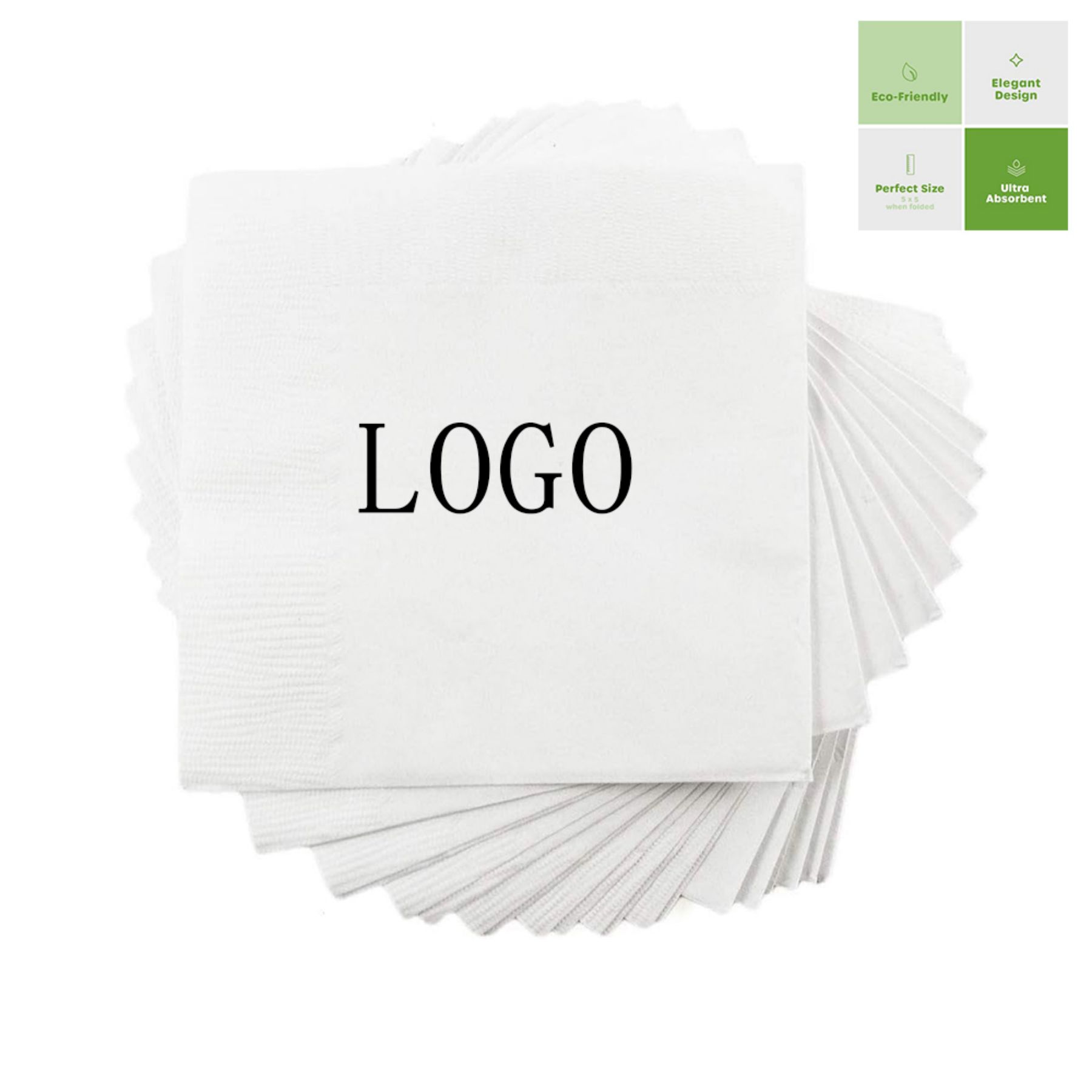 5 Inch Beverage Napkins White 3