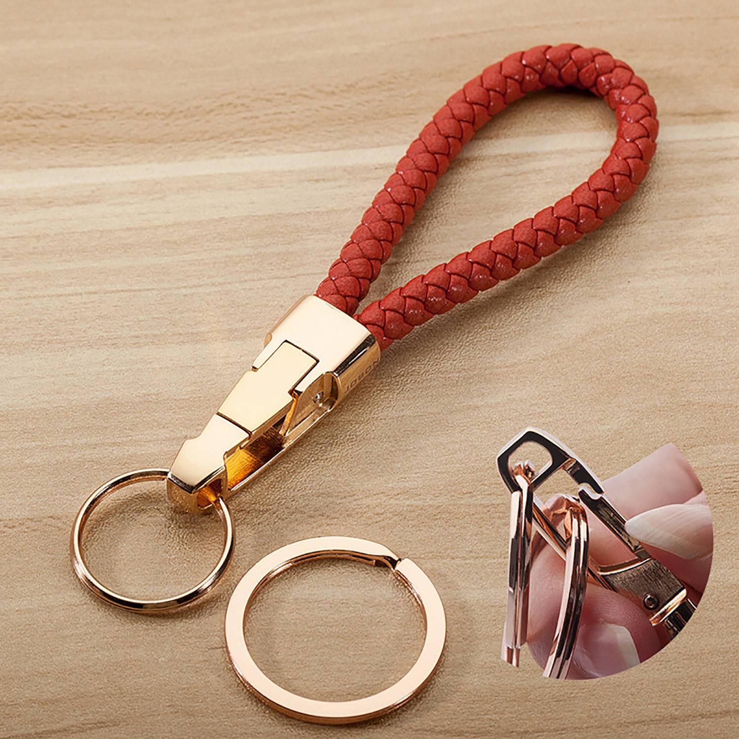 Handmade Braided Microfiber Leather Keychain 7