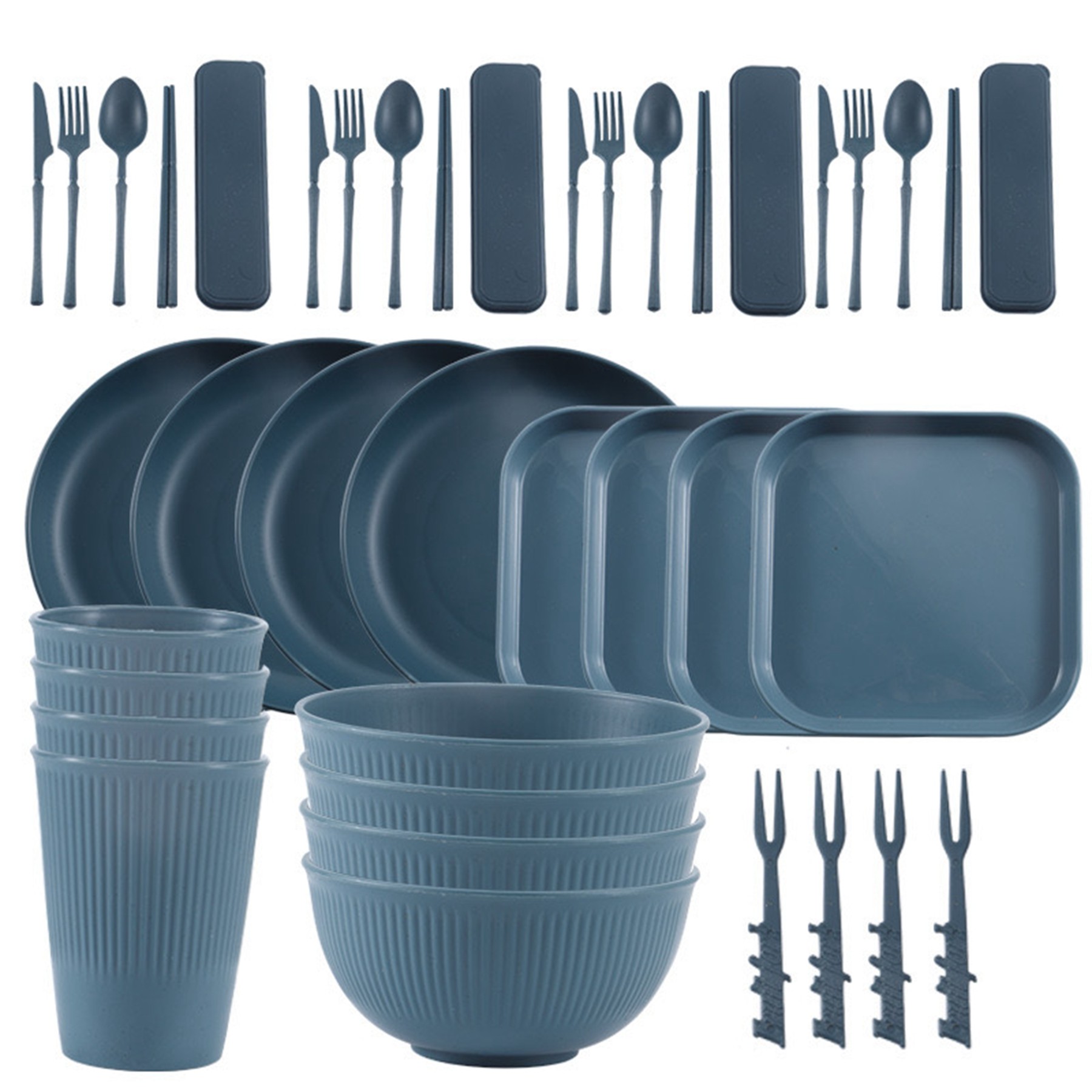 40 Pcs Wheat Straw Dinnerware Set 11