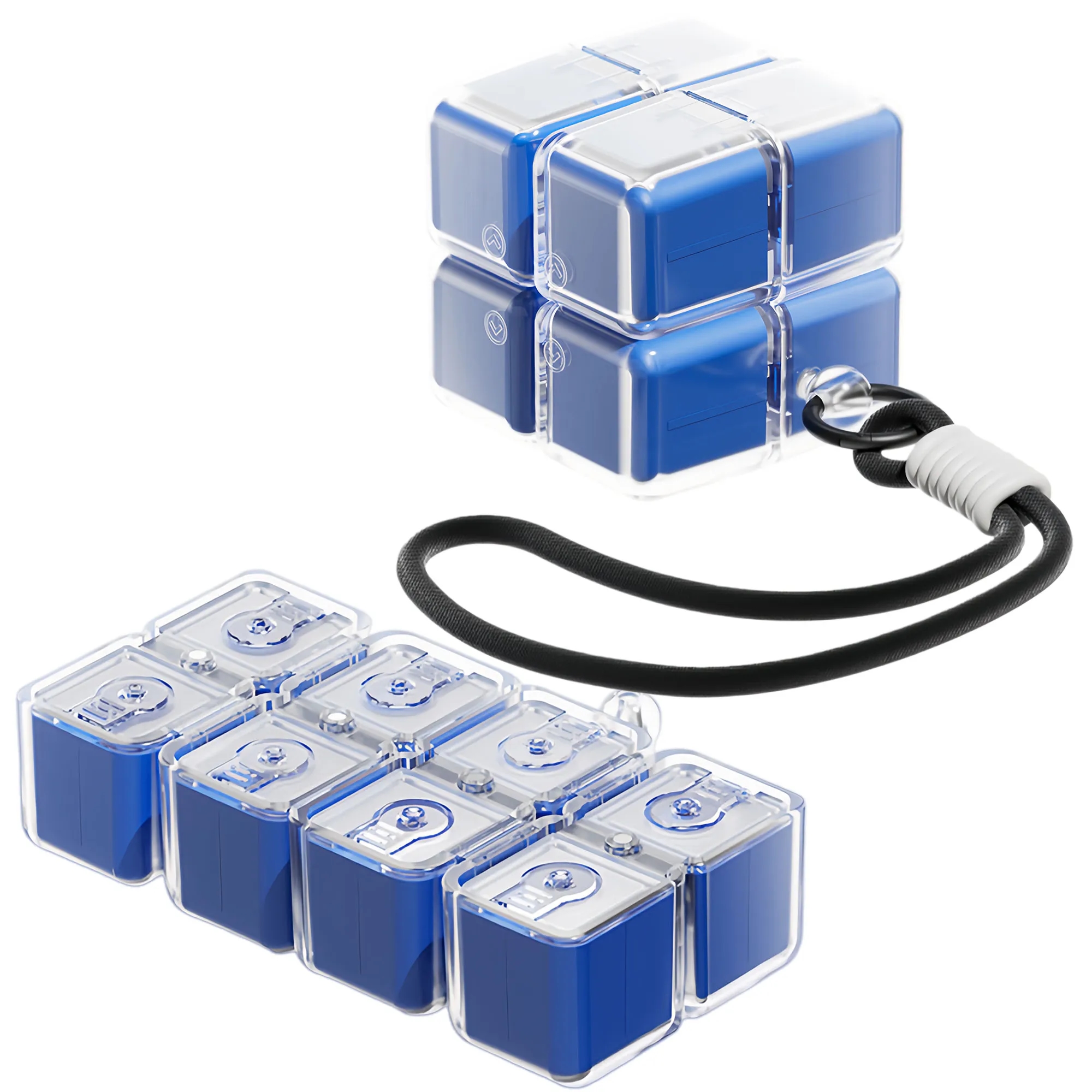 Innovative Rotating Cube Pill Organizer With Hanging Strap 2