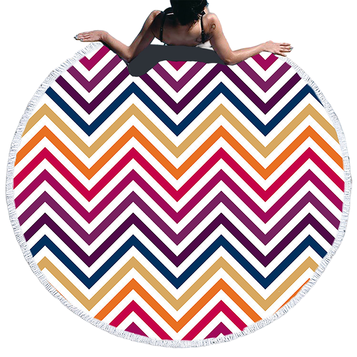 Round Quick Dry Beach Towel w/ Tassel 5
