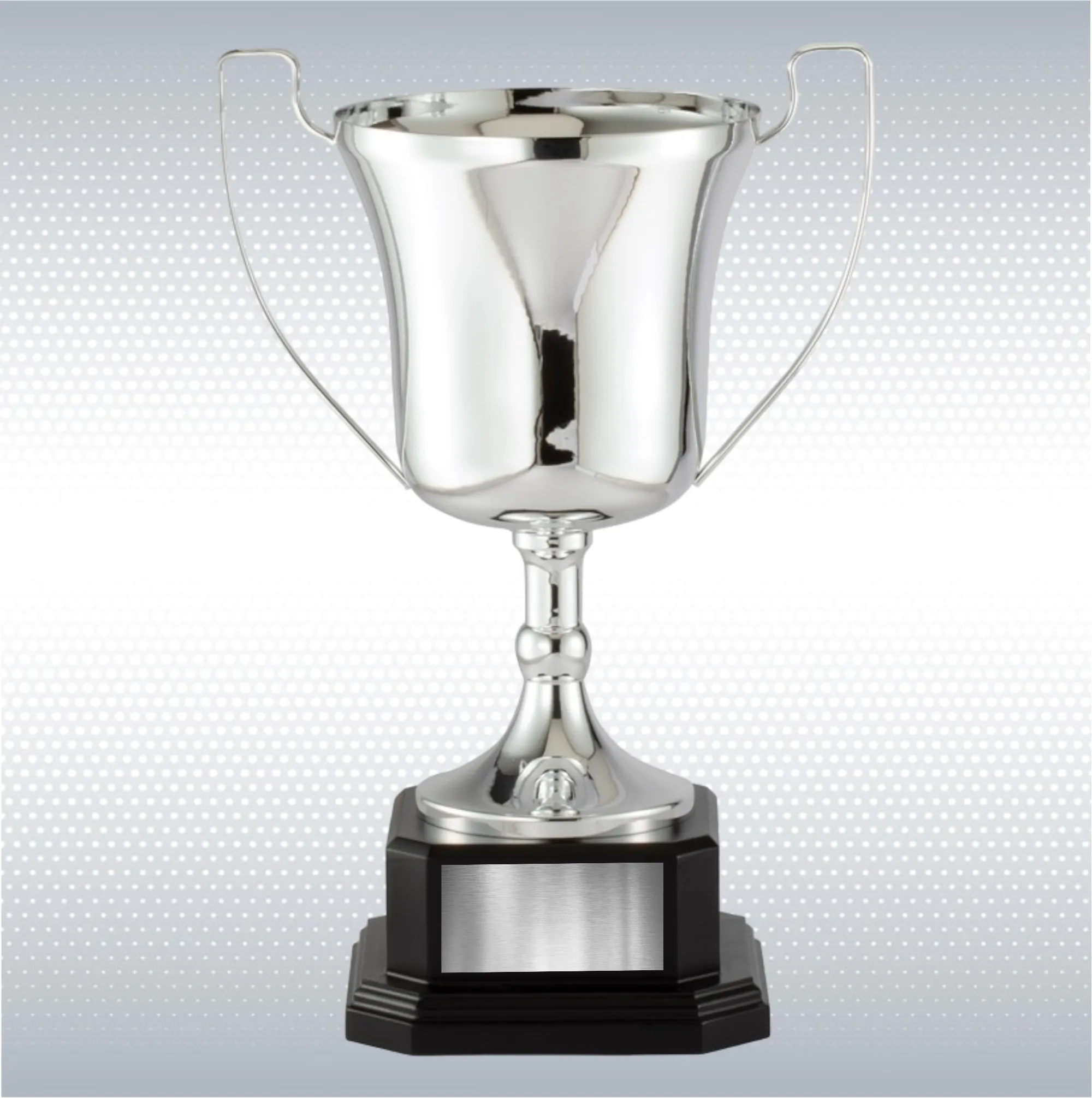 Gold or Silver Full Metal Cup Trophy On Ebony Wood Base 3