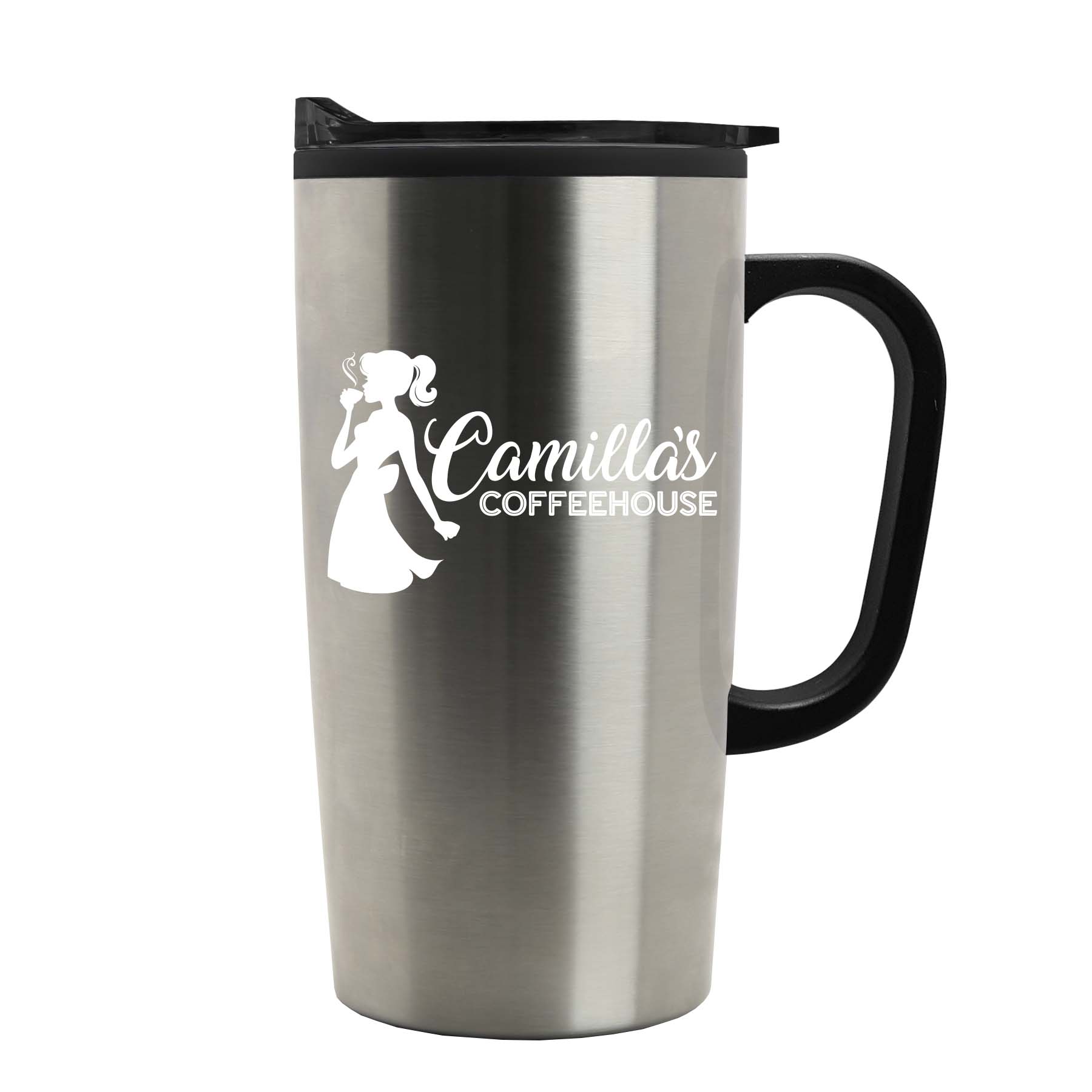 The General - 18 oz. Stainless Steel Straight Wall Tumbler with Polypropylene Liner and Handle 4