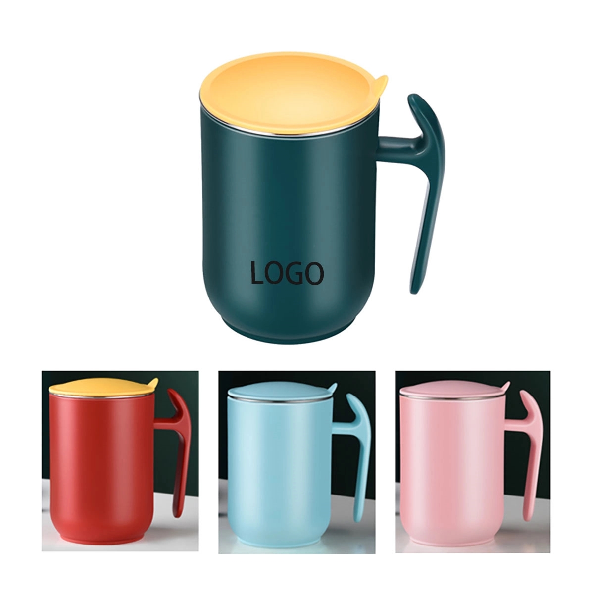 Stainless Steel Coffee Mug With Lid And Handle 1