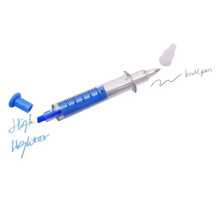 Syringe Ball Pens With Highlighter 2