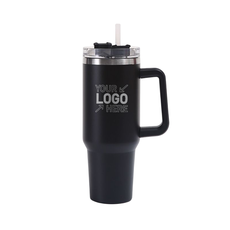 40 OZ Double Walls Stainless Steel Auto Tumbler With Straw And Handle 3
