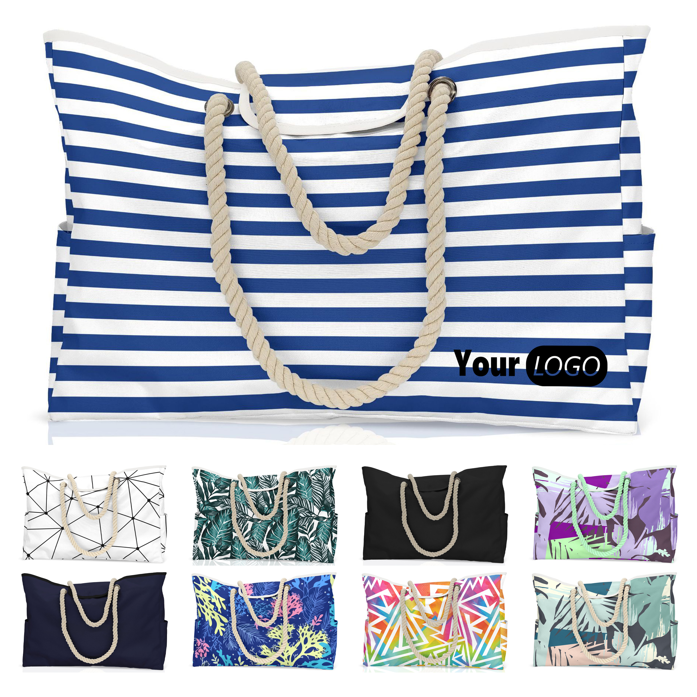 Nylon Large Capacity Canvas Tote Bag ?C Ideal For Beach Days And Travel, custom tote bag with logo imprint 2