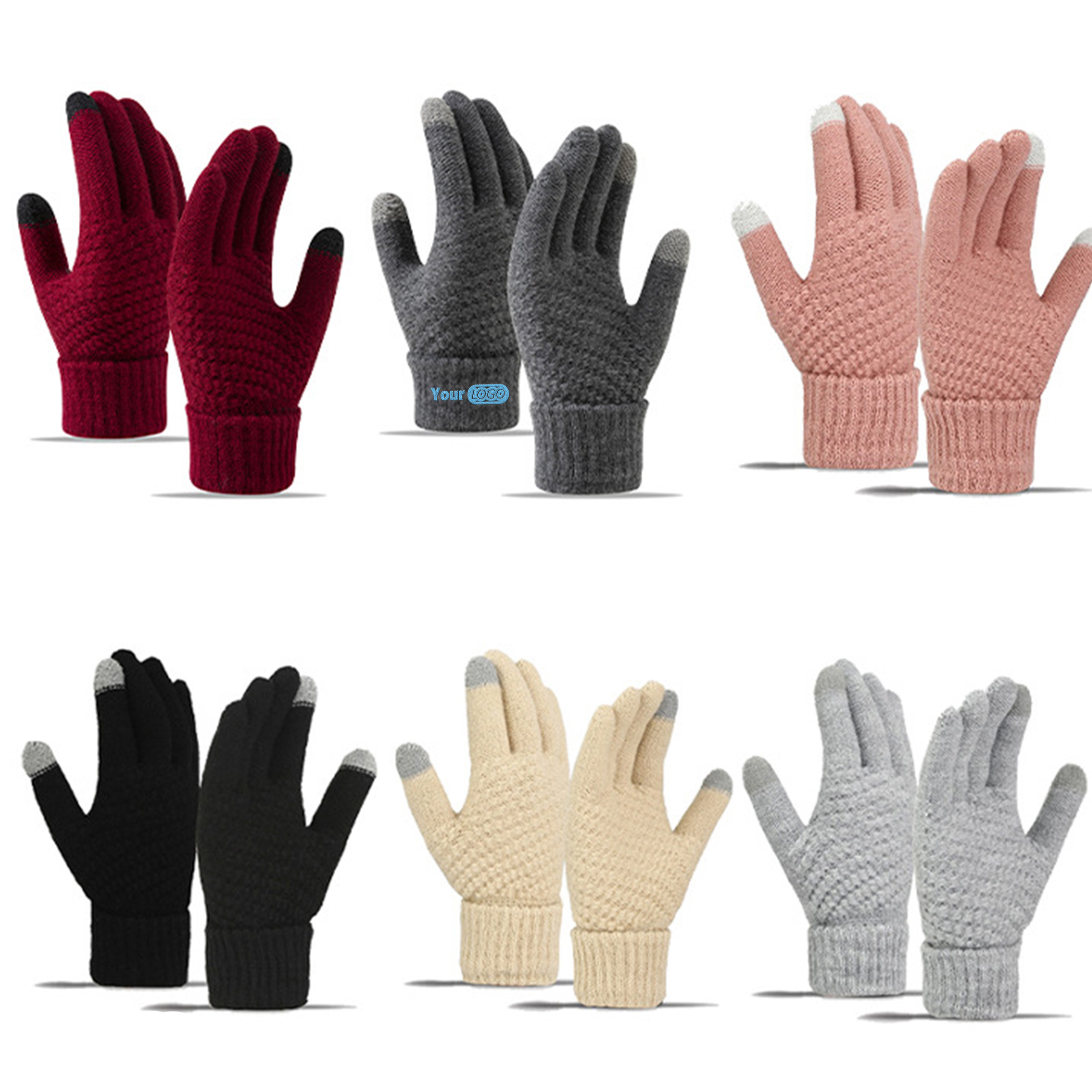 Polyester Fashion Touchscreen Knit Gloves 3