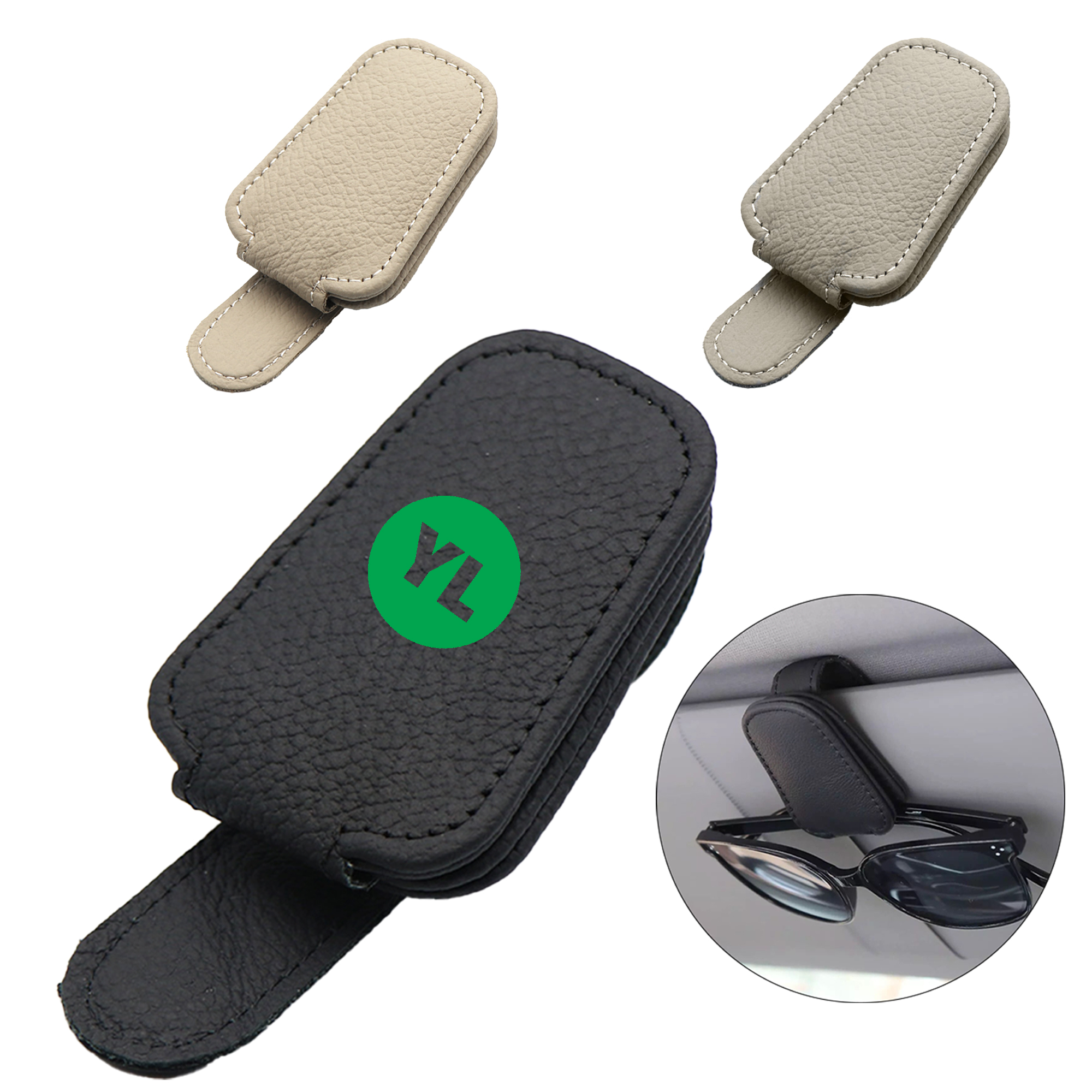 PU Leather Magnetic Eyeglass Clip for Car Sun Visor MOQ 50 2