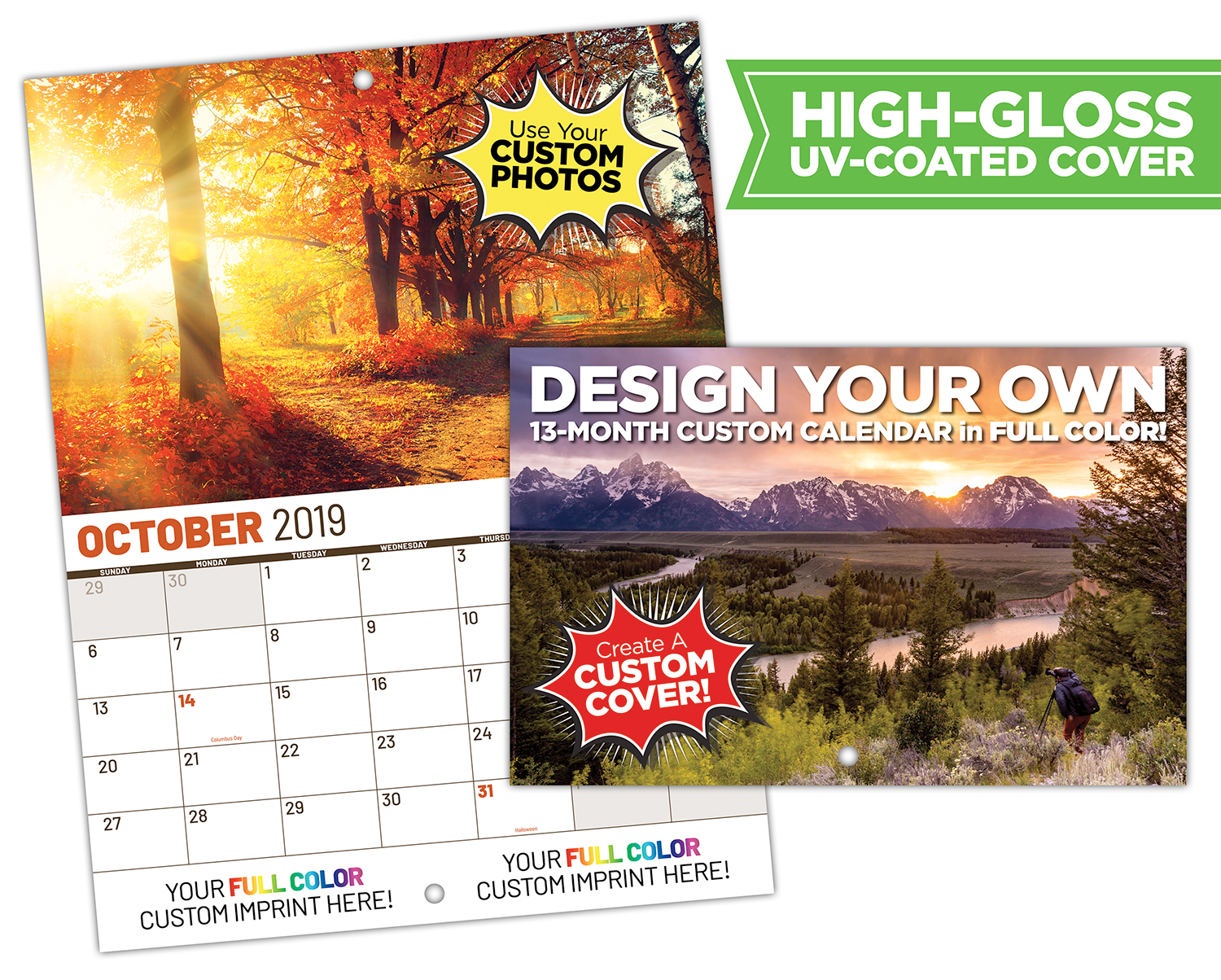 13 Month MINI Fully Custom Photo Appointment Wall Calendar (5.5x8.5) - High Gloss UV Coated Cover 1