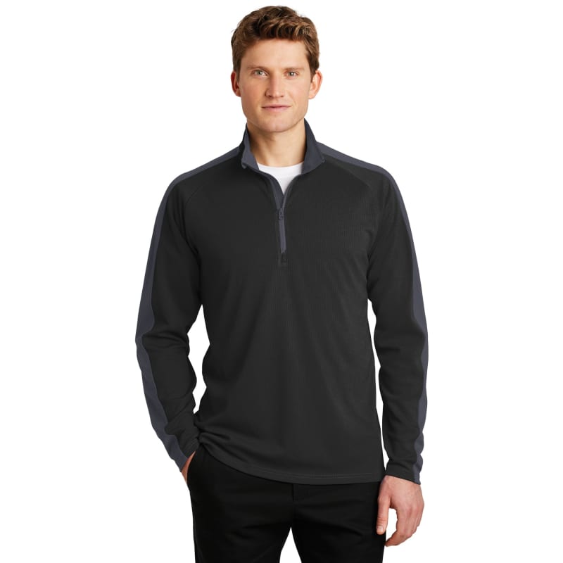 Sport-Tek Sport-Wick Textured Colorblock 1/4-Zip Pullover. 12