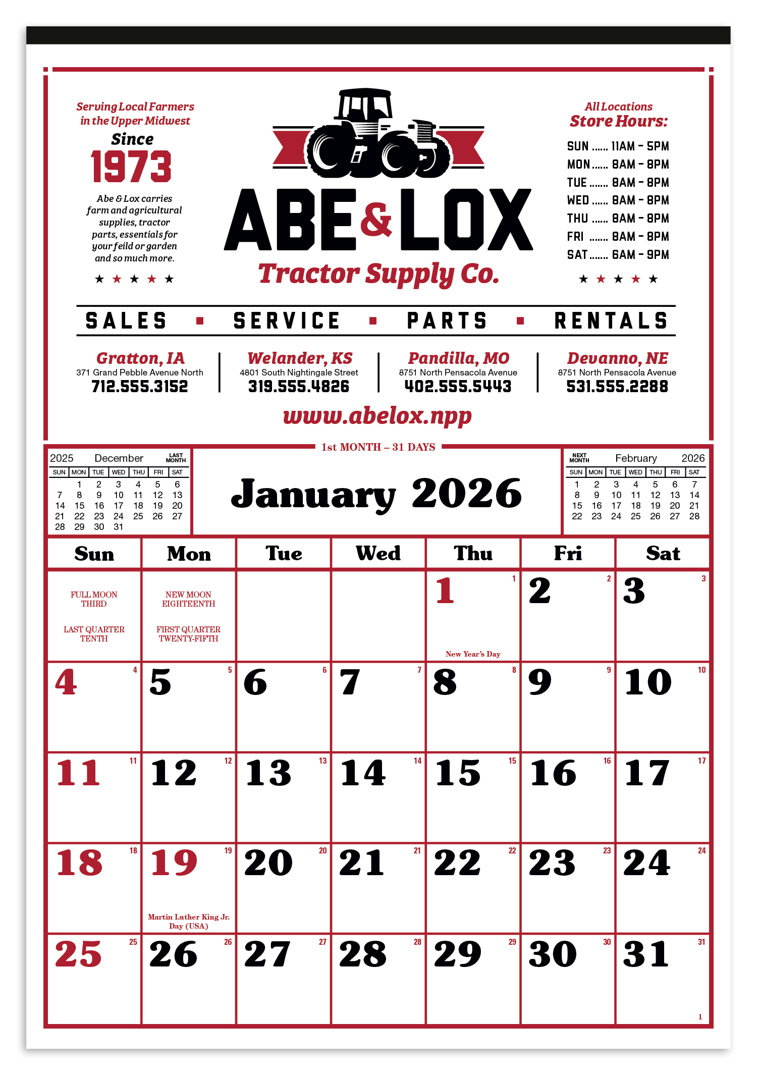 Skinner & Kennedy® Commercial 12-Sheet Calendar 2