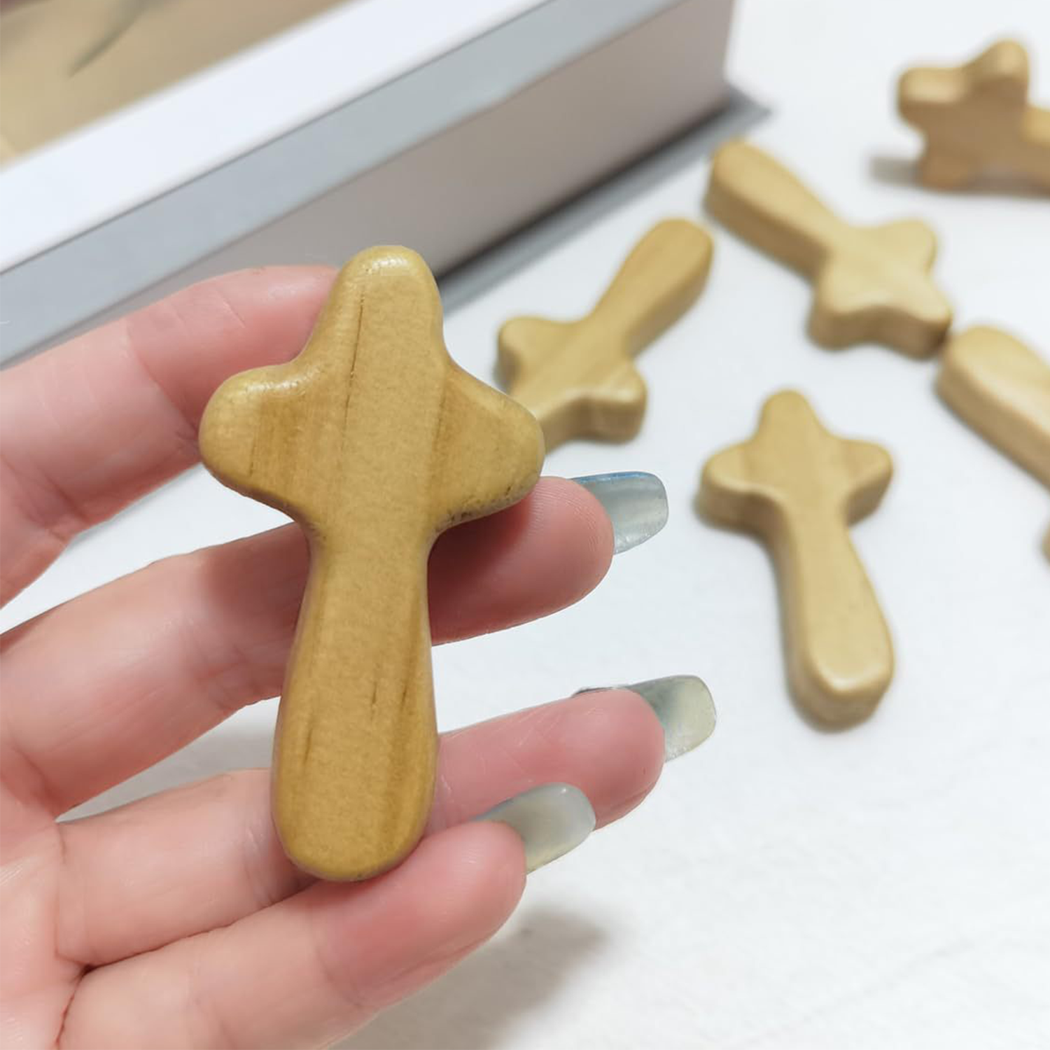 Wood Cross Key Ring Religious Keychain 3
