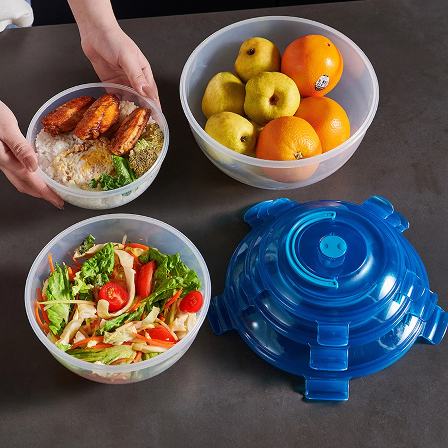 Round 3-Piece Set Of Fresh-Keeping Bowls 3