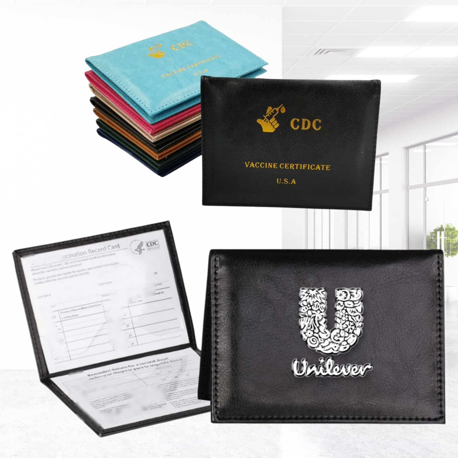 Leatherette Vaccine Card Holder - Deboss / Aluminum Foil 3