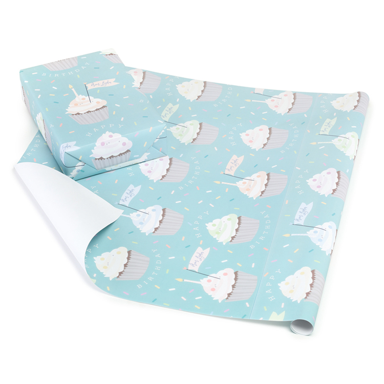 Cupcake Happy Birthday Personalized Wrapping Paper Roll 1